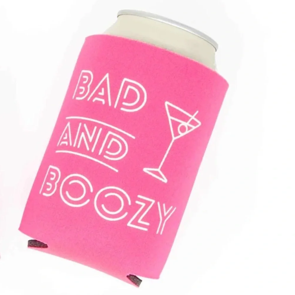 Bachelorette Party Set of 7 - Bach & Boujee Hot Pink Can Coolers